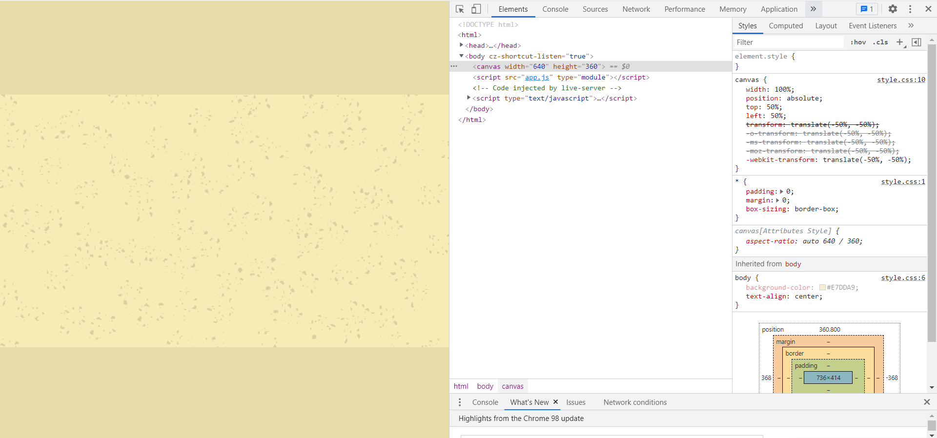 Background on Canvas context
